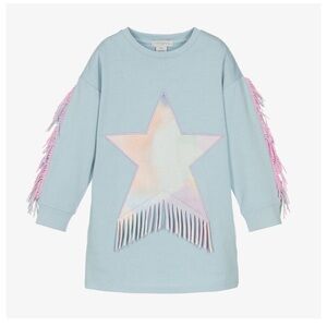 Stella McCartney Kids - GIRLS BLUE COTTON STAR SWEATSHIRT DRESS
